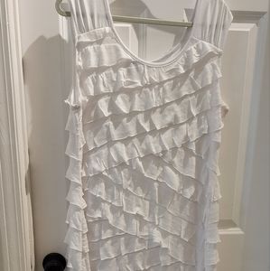 Brand Raffealla dress white size XXL layered ruffles stretch material sleeveless